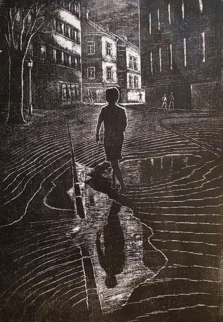 Meissä ihmisissä voi olla joskus vallalla tila jossa kokee olevansa kuin unessa ja eksyksissä, kuin yksin vieraassa kaupungissa. Se voi olla uni katsojan näkökulmasta tai kuvassa olevan henkilön uni. Toivon näkökulmasta kertoo kenties edessä näkyvä valoisampi kaupungin osa. Ehkä etsivä löytää.